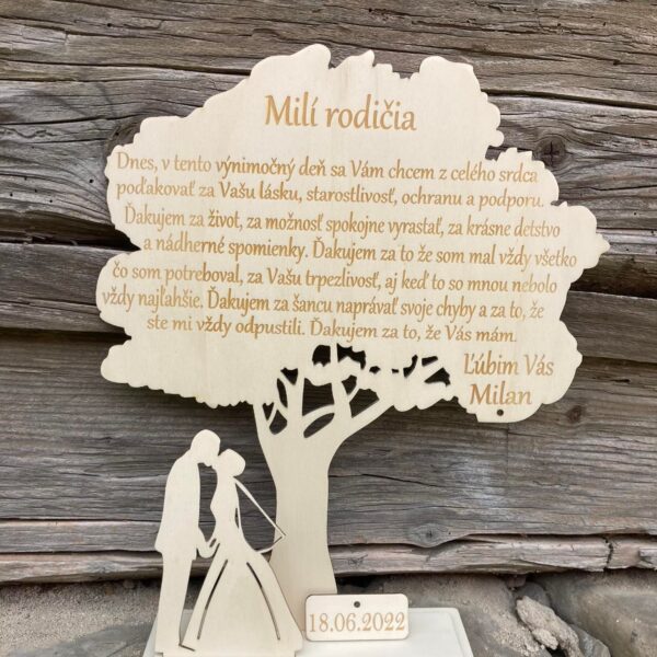 Drevené poďakovanie rodičom - Strom 45