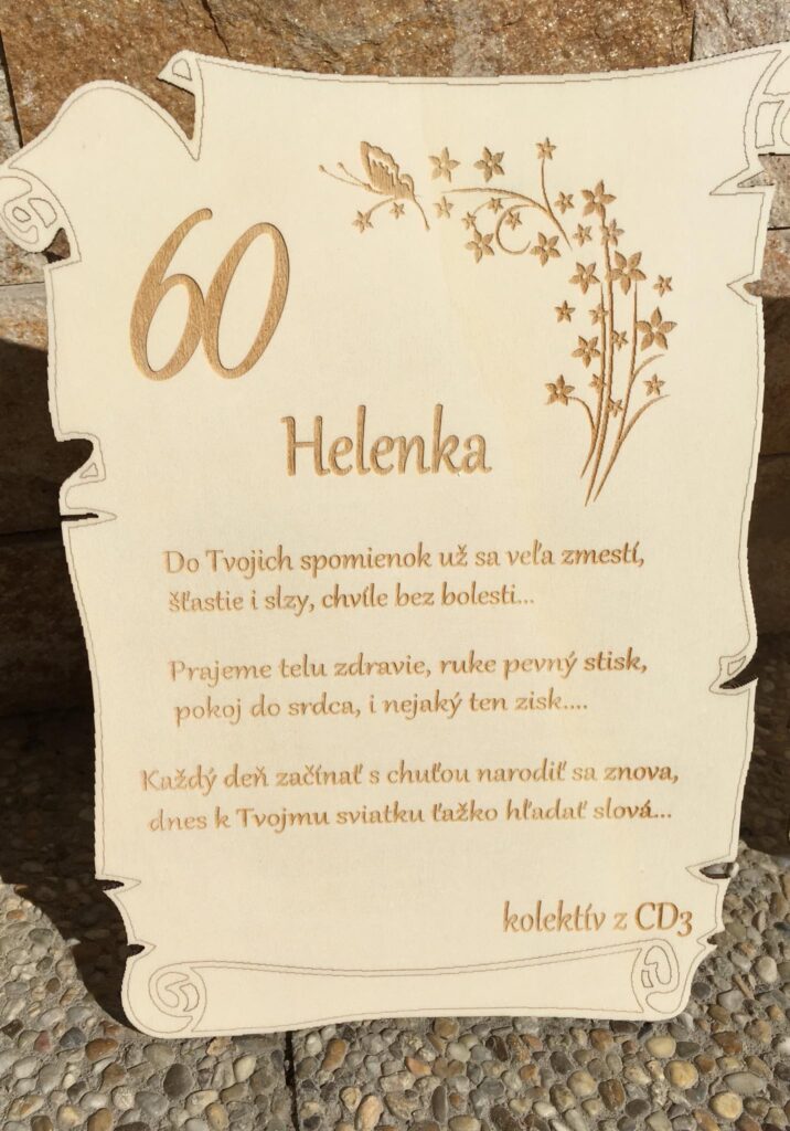 Drevená gratulačná tabuľka k jubileu 1