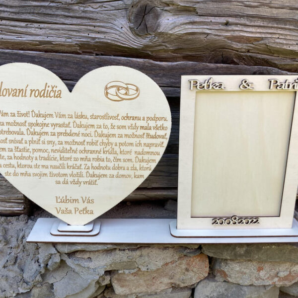 Poďakovanie milovaným rodičom s fotorámikom a obrúčkami 49