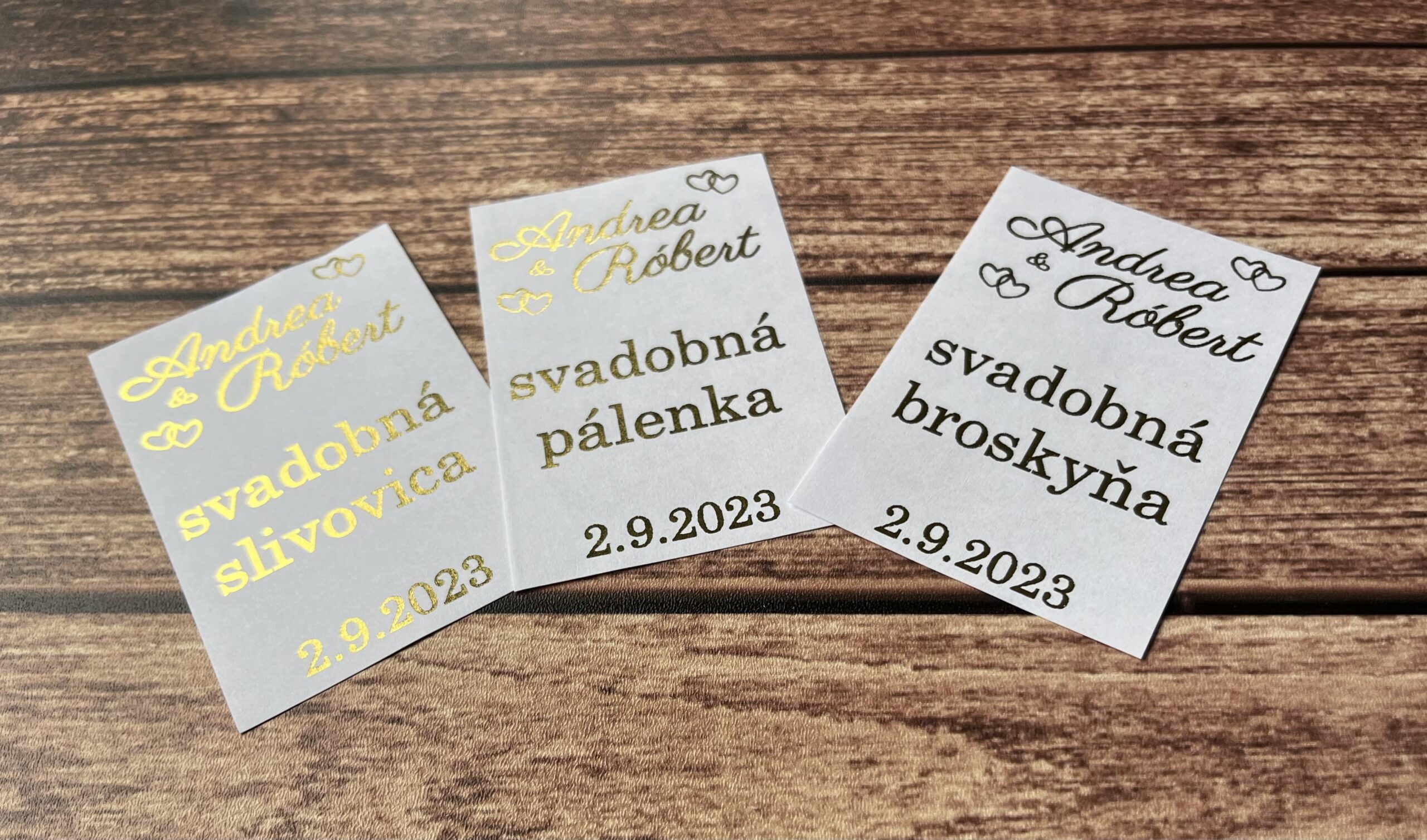 Svadobná etiketa - Mená a dátum so zlatou metalickou tlačou 11