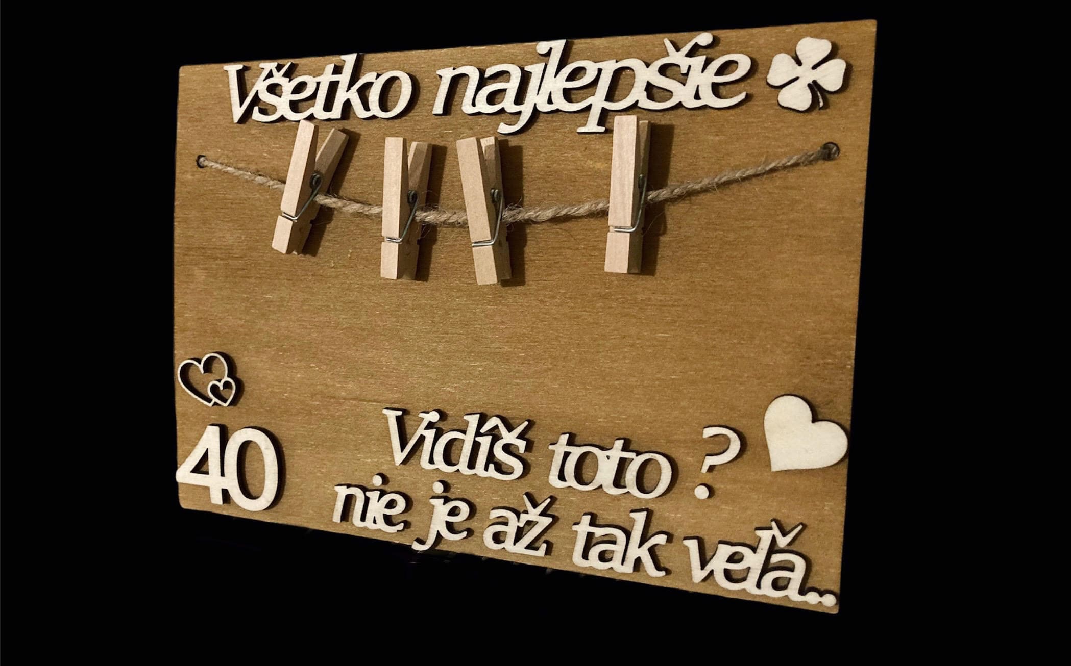 Drevená tabuľka na peniaze k narodeninám - Všetko najlepšie 35