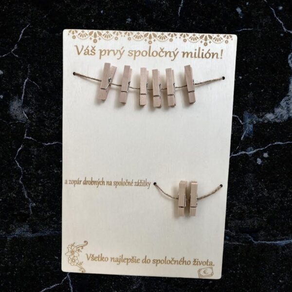 Drevená tabuľka na peniaze - Váš prvý spoločný milión 36