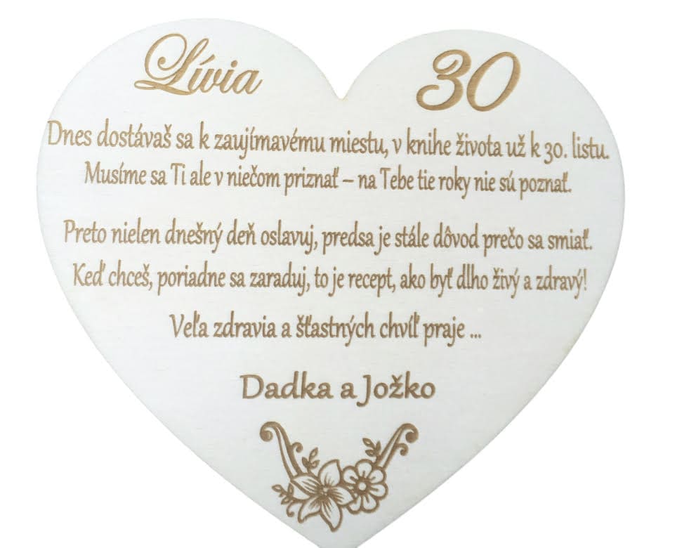 Drevené jubilejné srdiečko k narodeninám 8