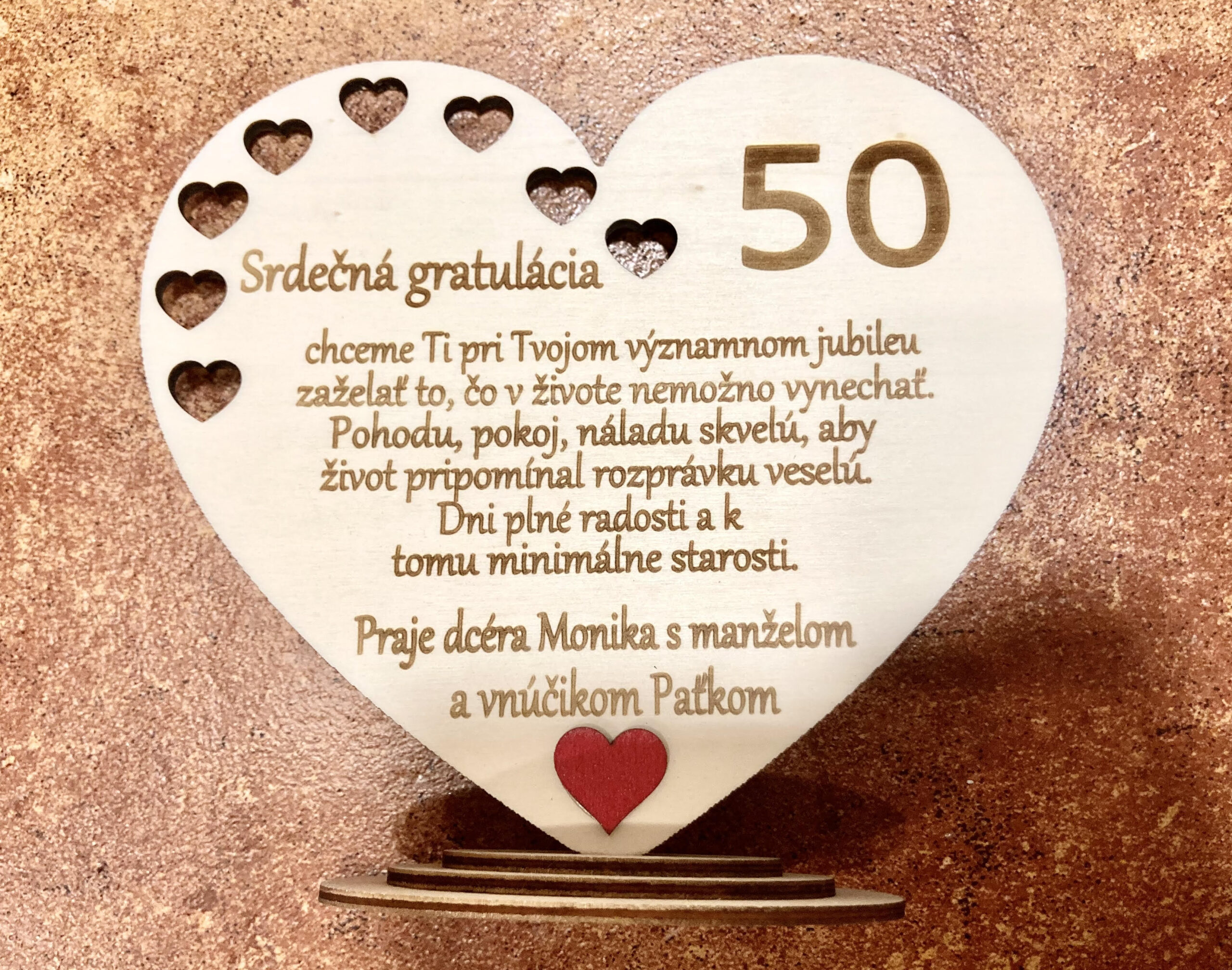 Drevené ďakovné srdce k jubileu - Srdečná gratulácia 3