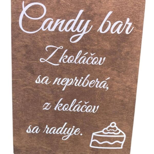 Drevená tabuľka s potlačou - Candy bar 66