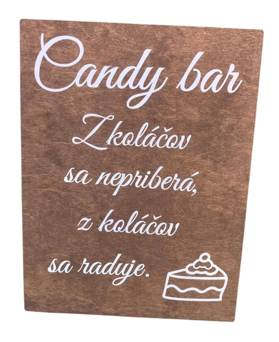 Drevená tabuľka s potlačou - Candy bar 66