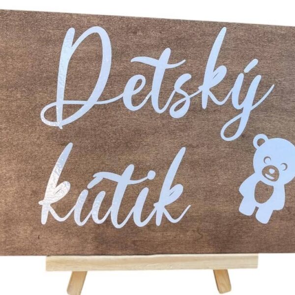 Drevená tabuľka s potlačou - Detský kútik 68