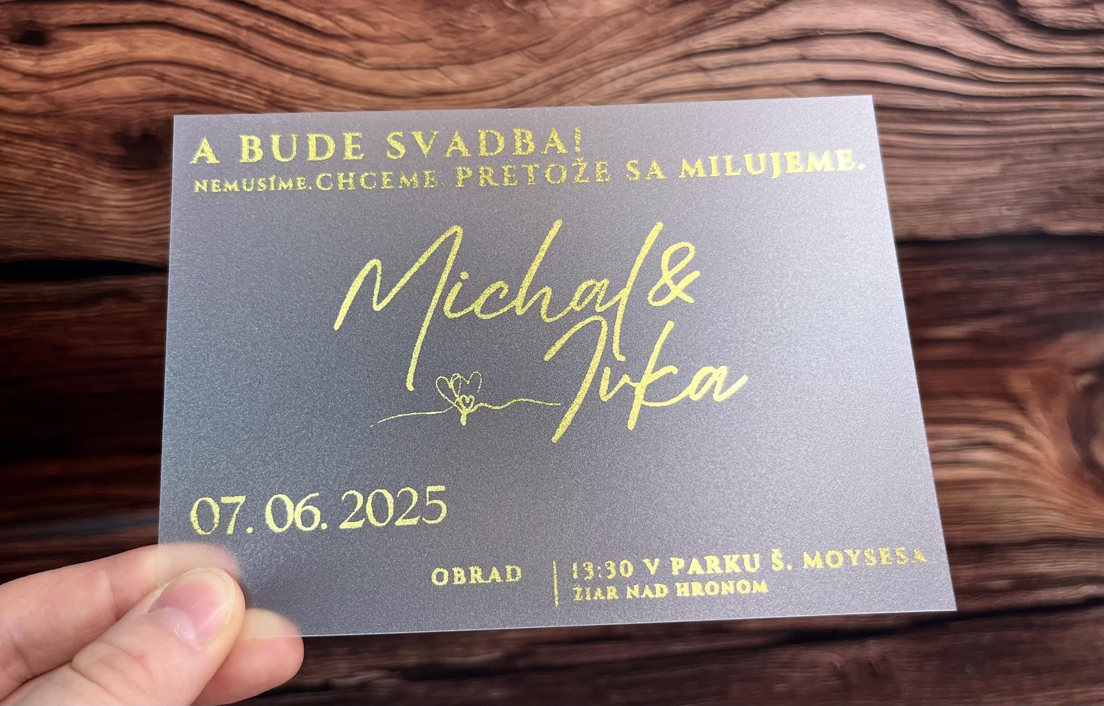 Mliečne oznámenie s metalickou zlatou - Bude svadba 138