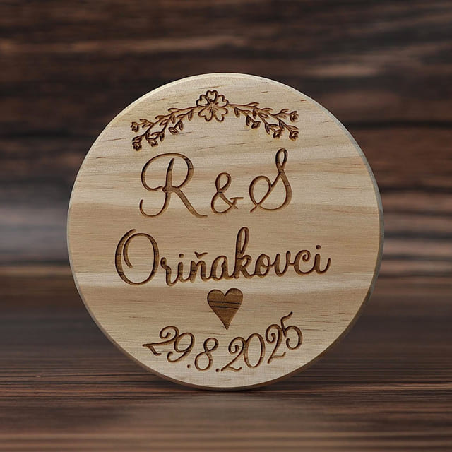 Drevená podšálka a podpivník s gravírovaním na mieru 1
