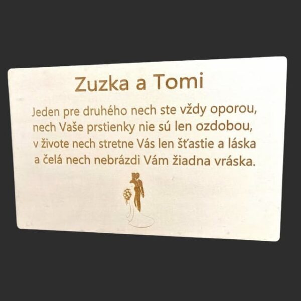 Drevené blahoželanie s motívom svadobného páru 48