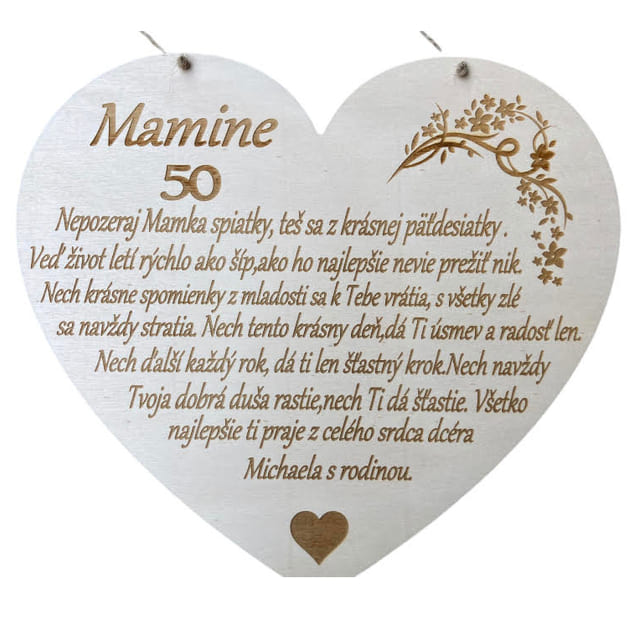 Drevené jubilejné srdiečko - Mamine k narodeninám 6