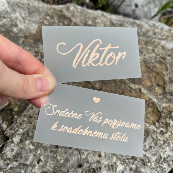 Mliečna menovka s metalickou rose gold tlačou 10