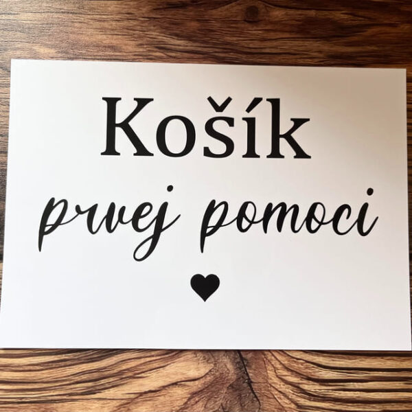 Informačná kartička - Košík prvej pomoci s čiernym textom 34