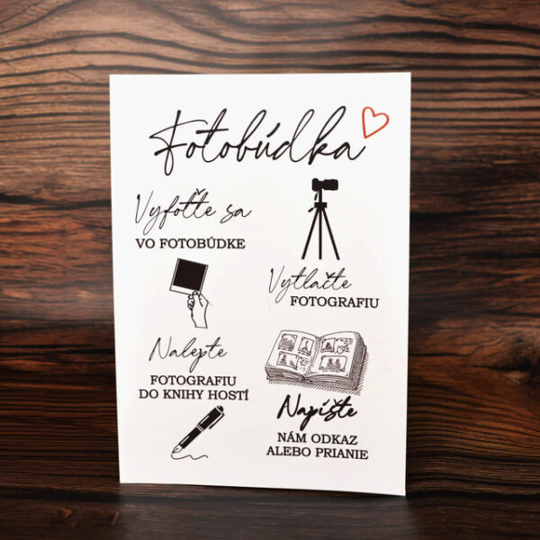 Informačná kartička – Fotobúdka s červeným srdcom 45