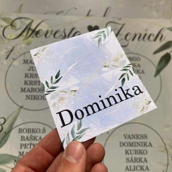 Svadobná menovka na stôl s prírodným motívom 6