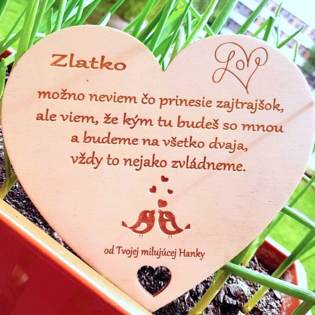 Drevené srdce pre milovanú osobu s motívom vtáčikov 41