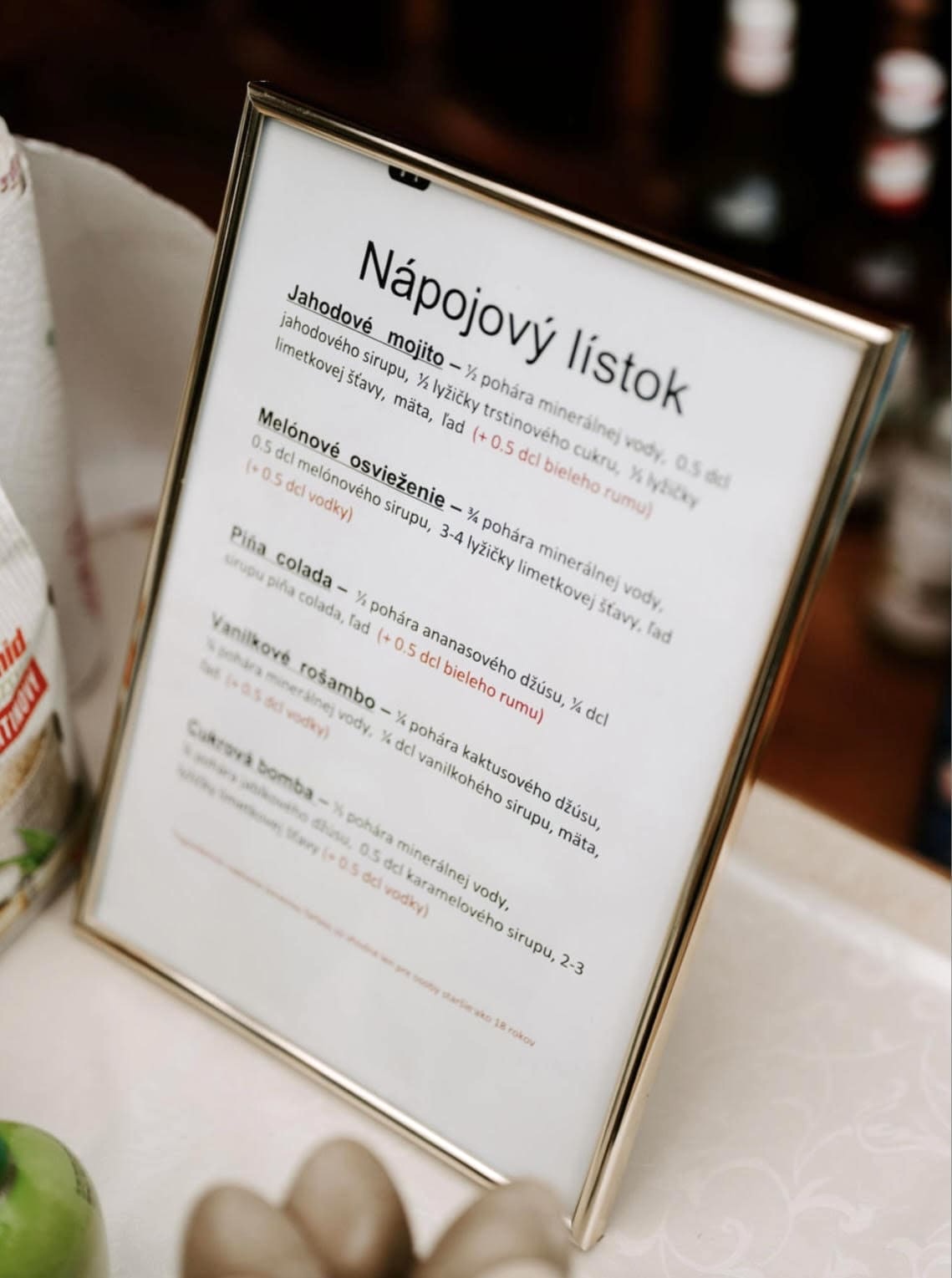 Informačná kartička - Nápojový lístok podľa priania 36