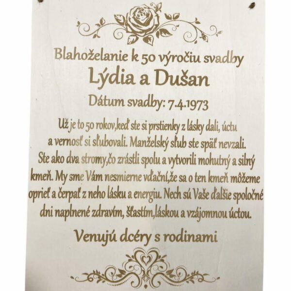 Drevené blahoželanie k výročiu svadby s motívom ružičky 29