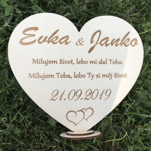 Drevené poďakovanie milovanej osobe so srdiečkami 132