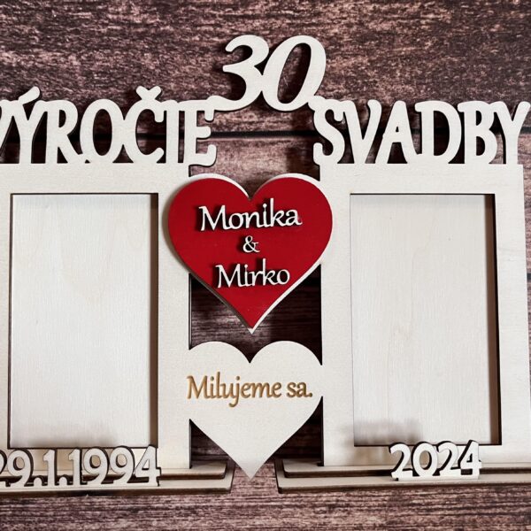 Dvojitý fotorámik k výročiu svadby so srdiečkami 20