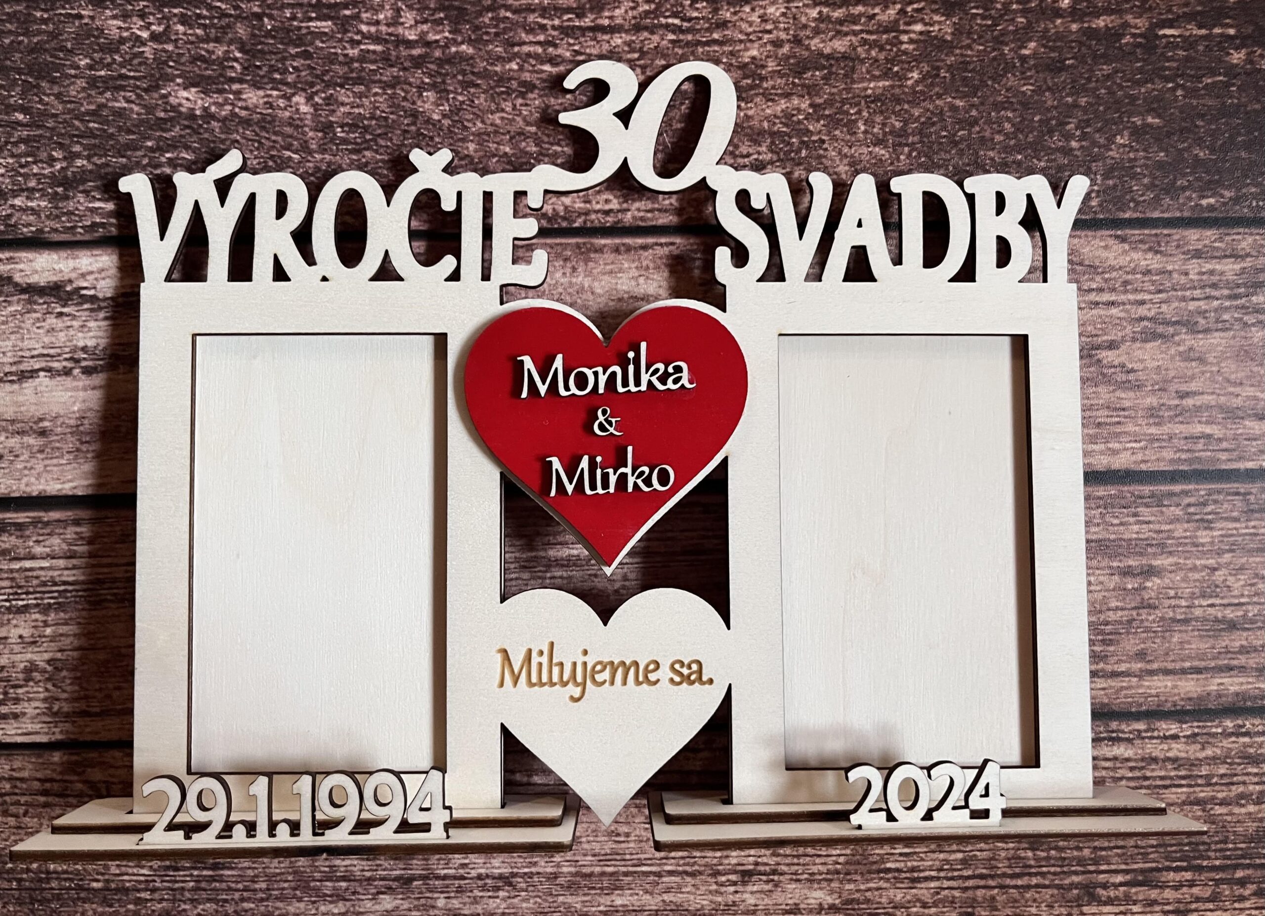 Dvojitý fotorámik k výročiu svadby so srdiečkami 20
