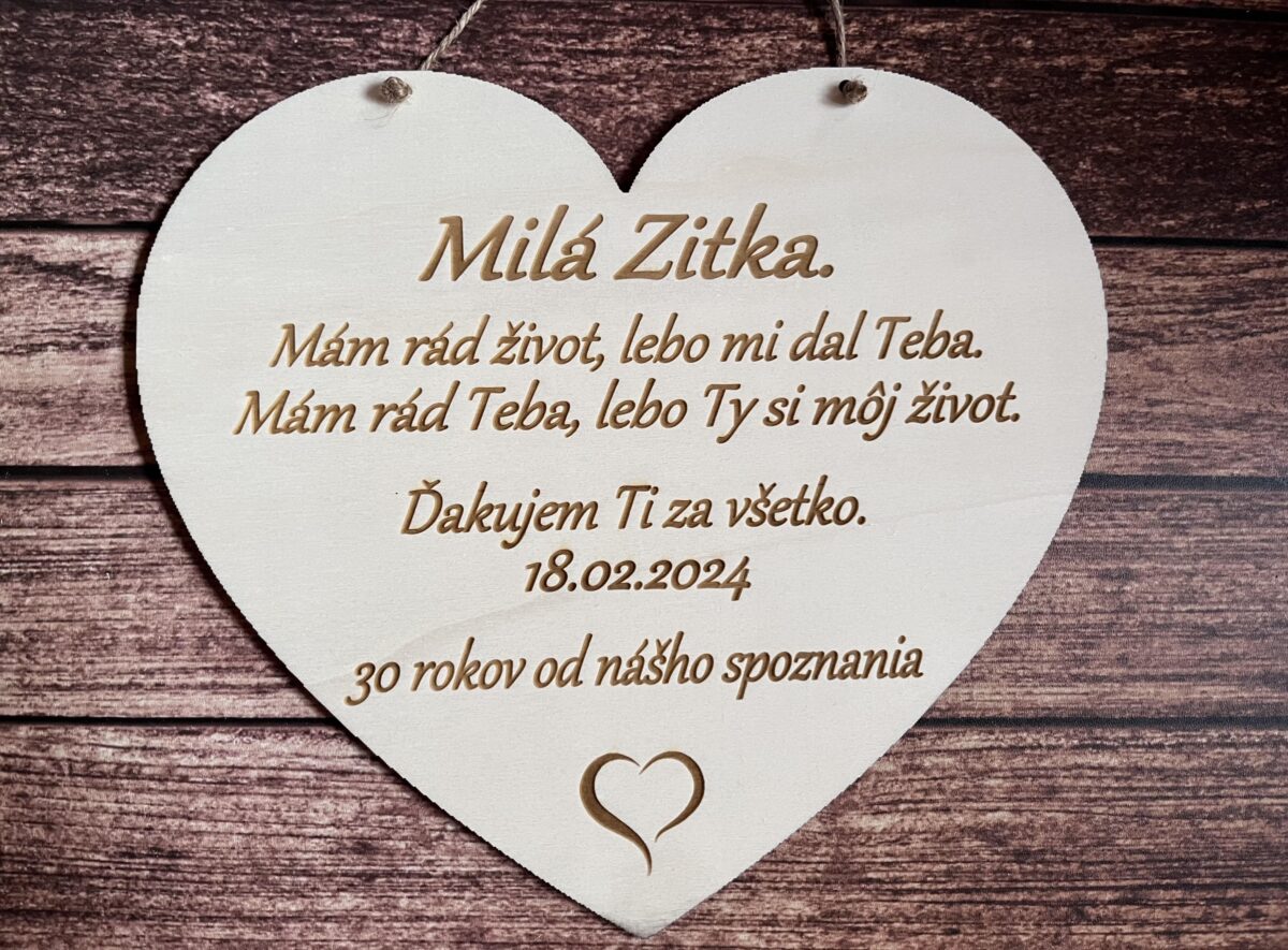 Drevené srdiečko k jubileu - Ďakujem 21