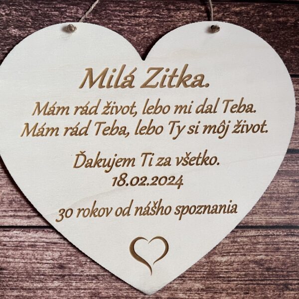 Drevené srdiečko k jubileu - Ďakujem 21