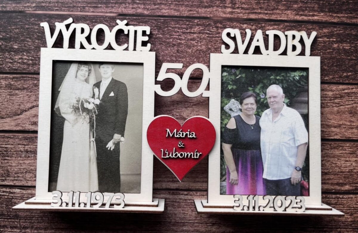 Dvojitý fotorámik k výročiu svadby so srdiečkom a vekom 22