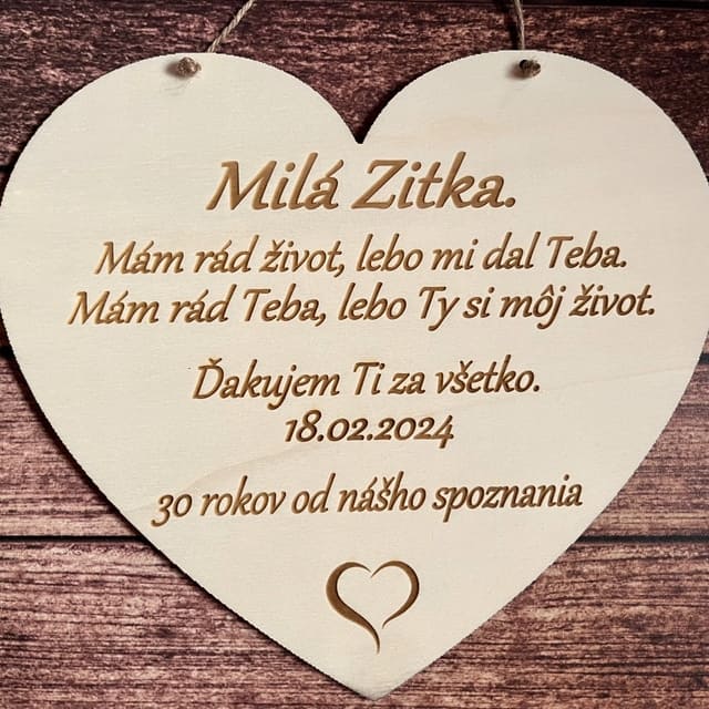Drevené srdiečko k jubileu - Ďakujem 21