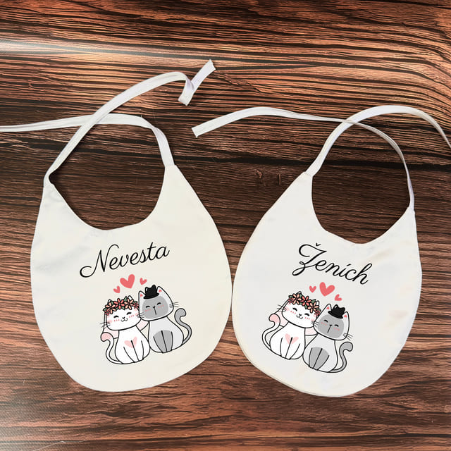 Svadobné podbradníky - Mačičky so srdiečkom 75