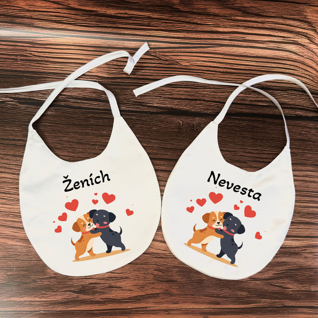 Svadobné podbradníky - Psíčky so srdiečkami 78