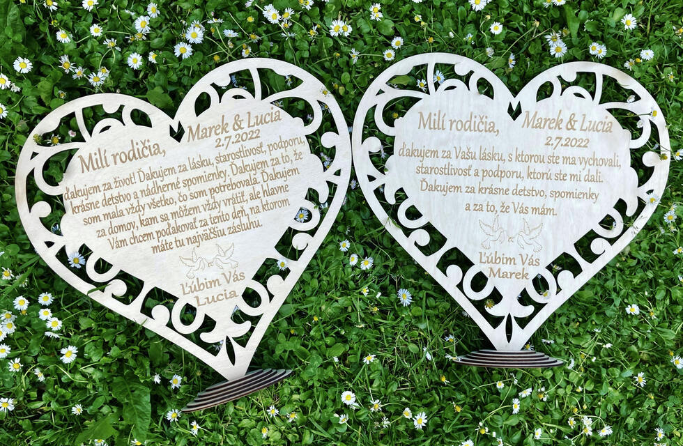 Poďakovanie rodičom s vyrezaným ornamentom 277