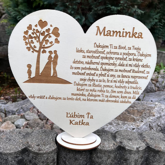 Poďakovanie maminke s gravírovaným stromom lásky a rodinou 227