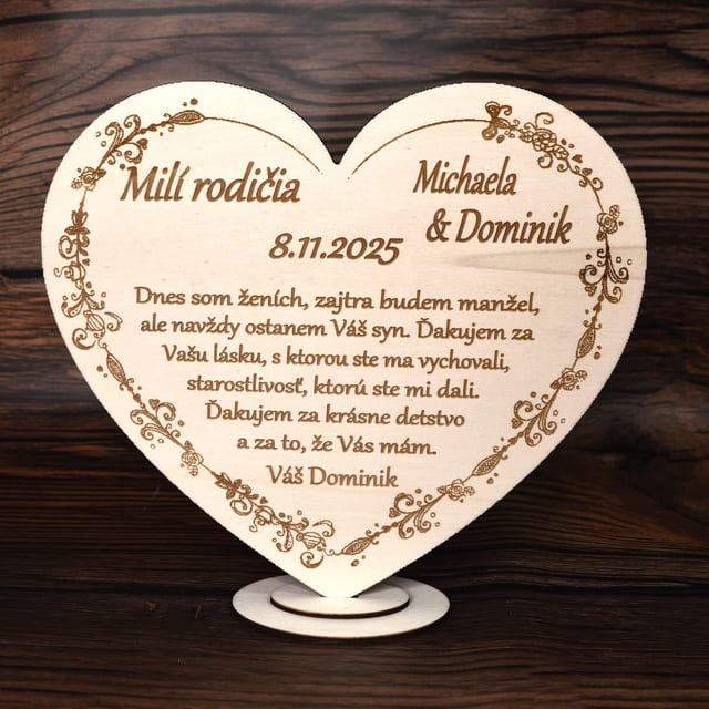 Gravírované poďakovanie rodičom s ornamentom 198