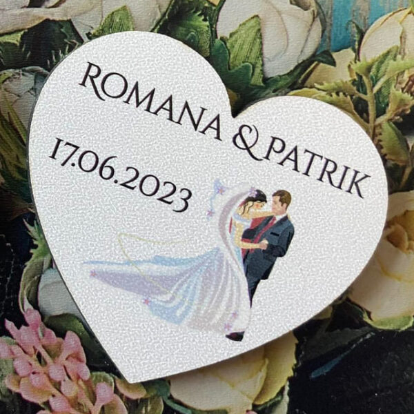 Magnetka na svadbu s bielym podkladom - Nevesta a ženích 130